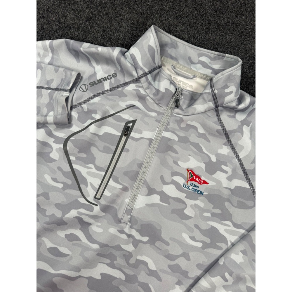 Sunice 123rd U.S. Open LACC Gray Camo 1/4 Zip Golf Pullover Men's XXL